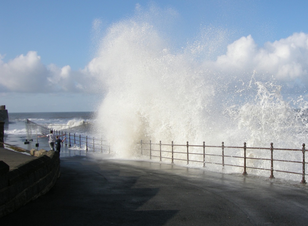 Dodging the waves, Hartlepool, County Durham