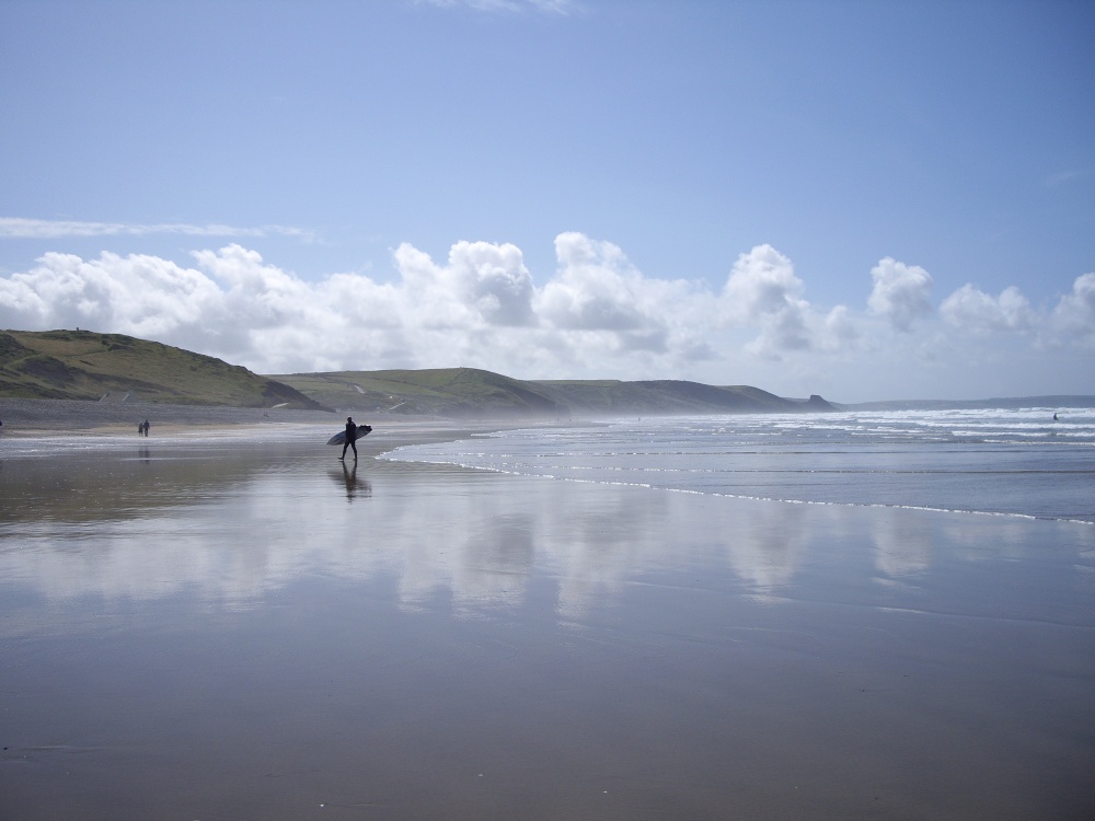 Photograph of Lone surfer at Newgale, Pembrokeshire
