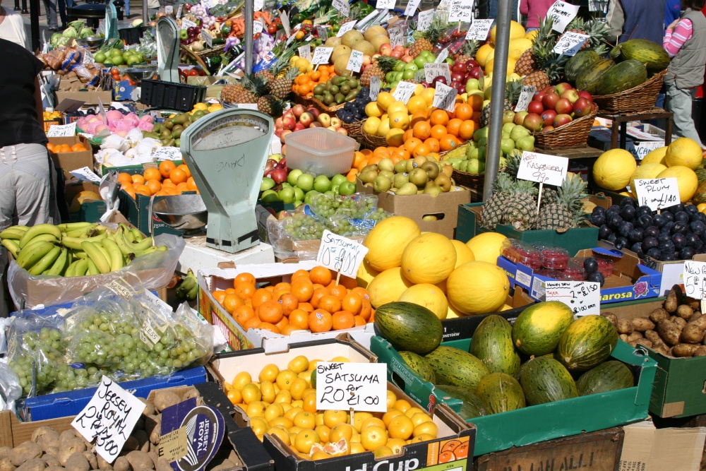 Colourful market stall, Main Street, Keswick