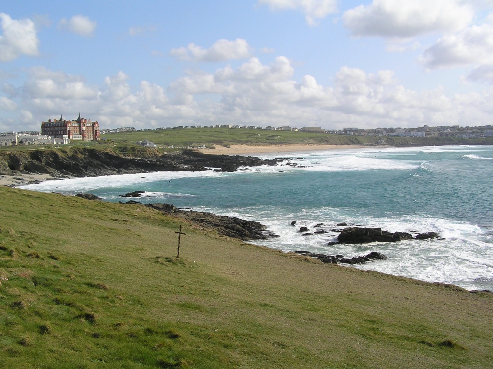 Looking towards Fistral Beach at Newquay, a favourite with surfers