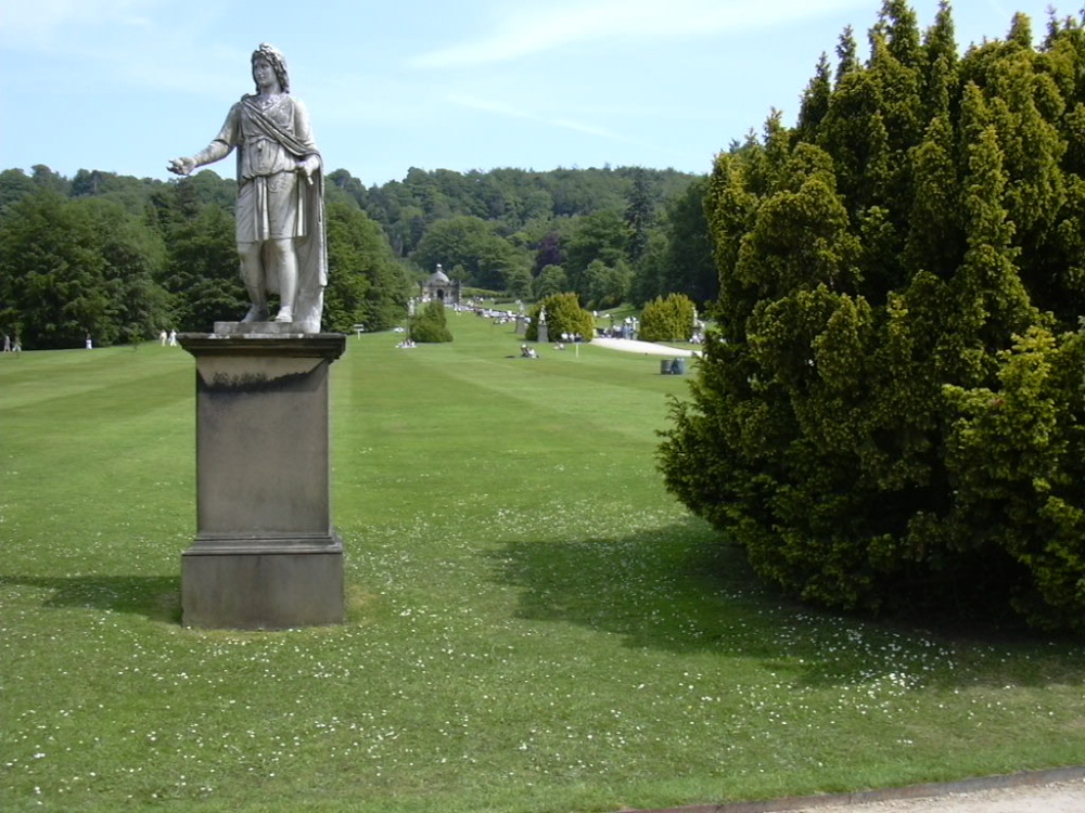 Chatsworth garden statue and lawns