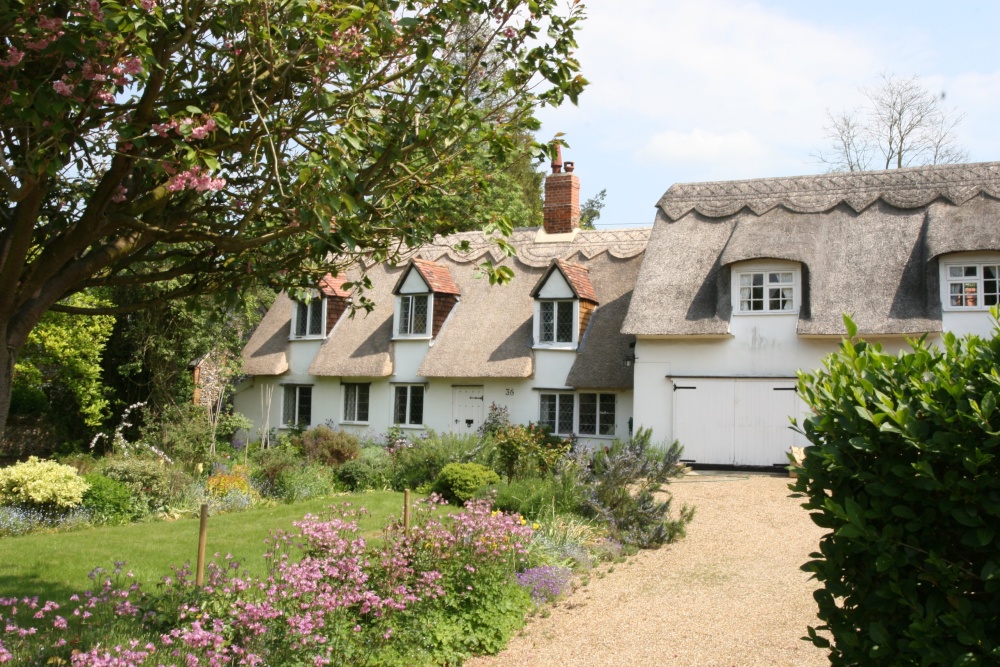Photograph of Thatched cottages in Dalham village