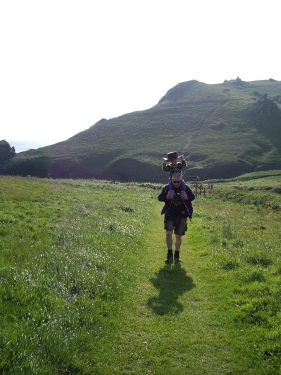 Wearing Daddy's hat - Soar Mill Cove