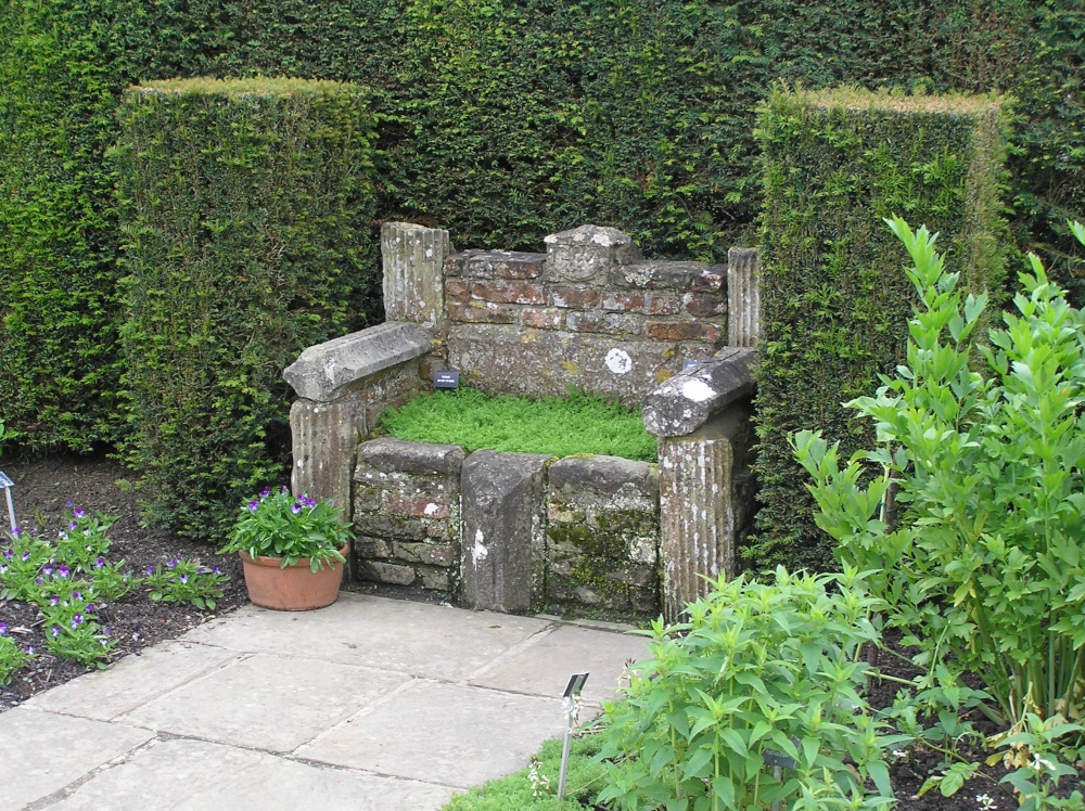 Camomile seat in the herb garden at Sissinghurst, Kent