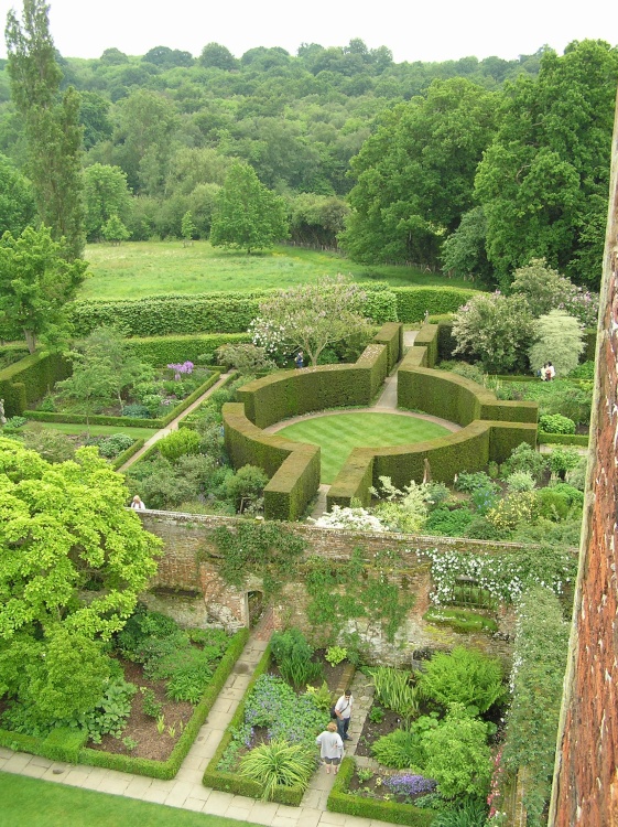 View from the tower at Sissinghurst castle garden, Kent