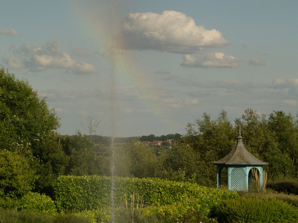 Rainbow in a fountain, Hillesden House, Hillesden, Bucks