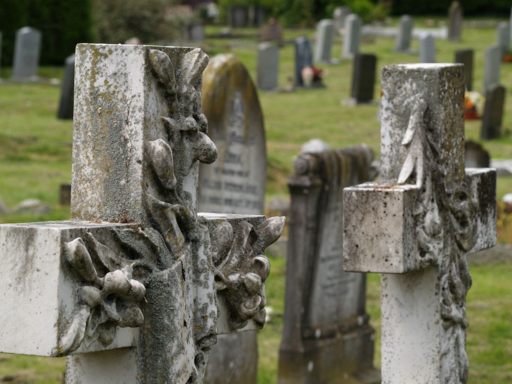 Pair of Art Nouveau headstones, Winslow churchyard, Bucks