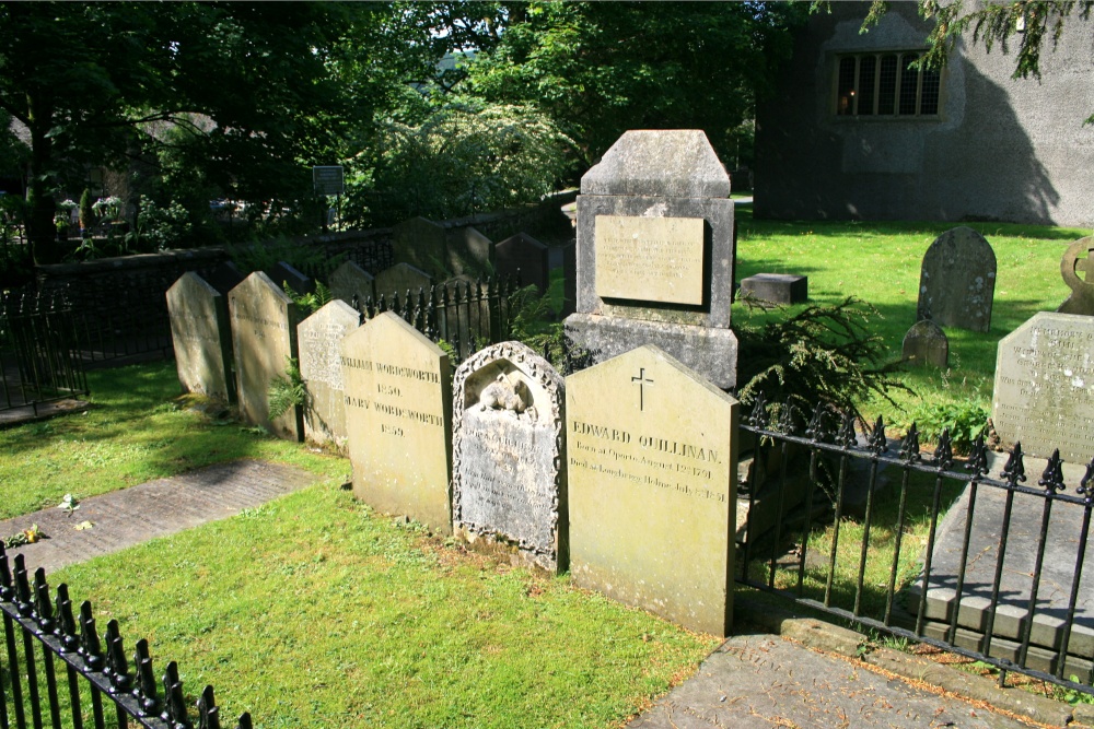 The Wordsworth family plot in the graveyard at Grasmere Church.