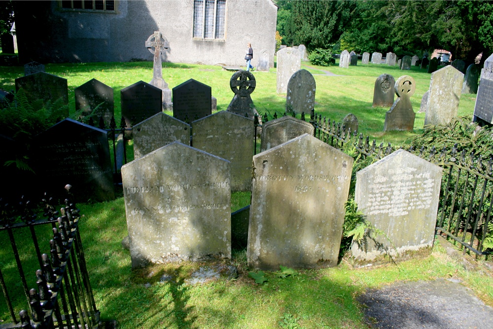 The Wordsworth family plot in the graveyard at Grasmere Church.
