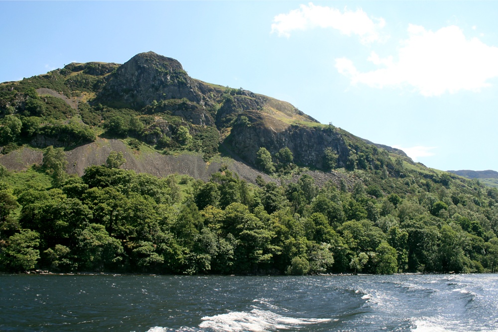 Derwentwater, a view looking from a pleasure craft.
