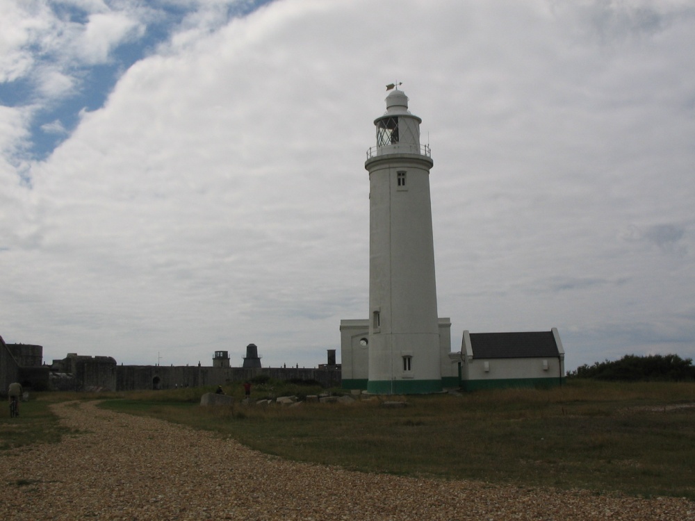 Hurst Lighthouse on a grey day photo by Jan Minter