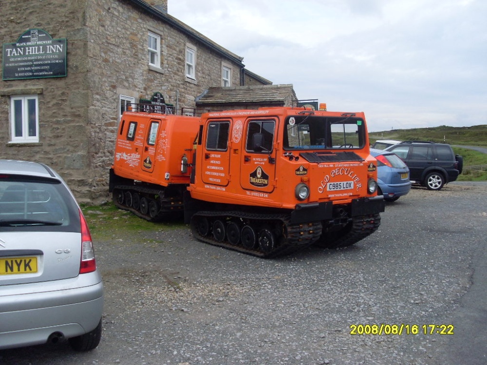 Hagglund BV206 outside the Tan Hill pub