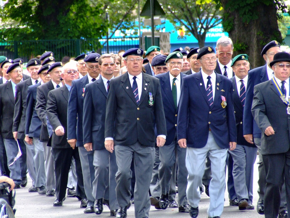 The veterans march by