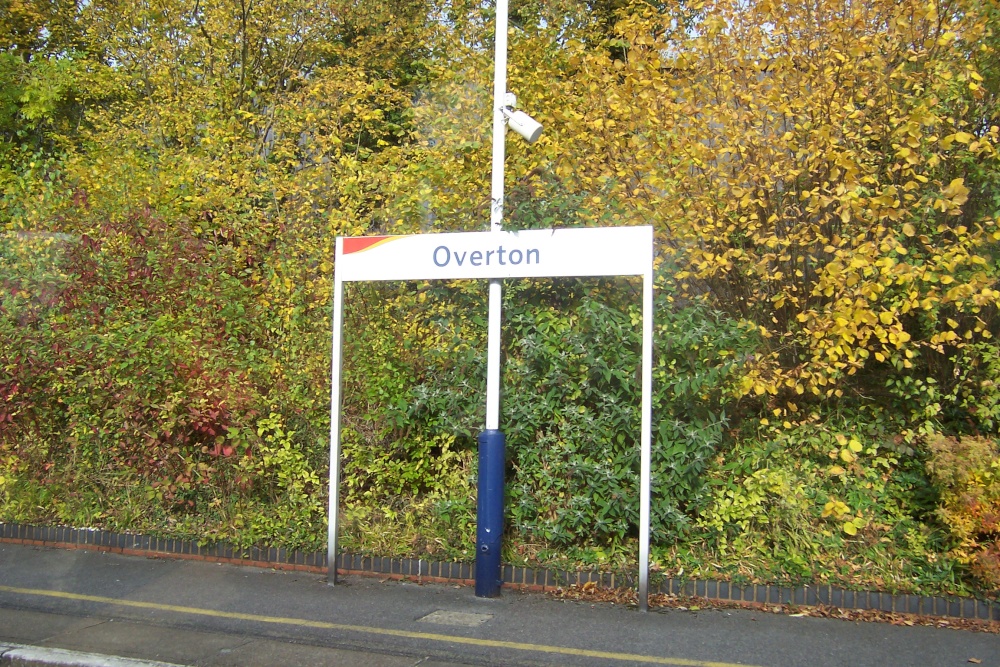 Photograph of Overton Train Stop Sign