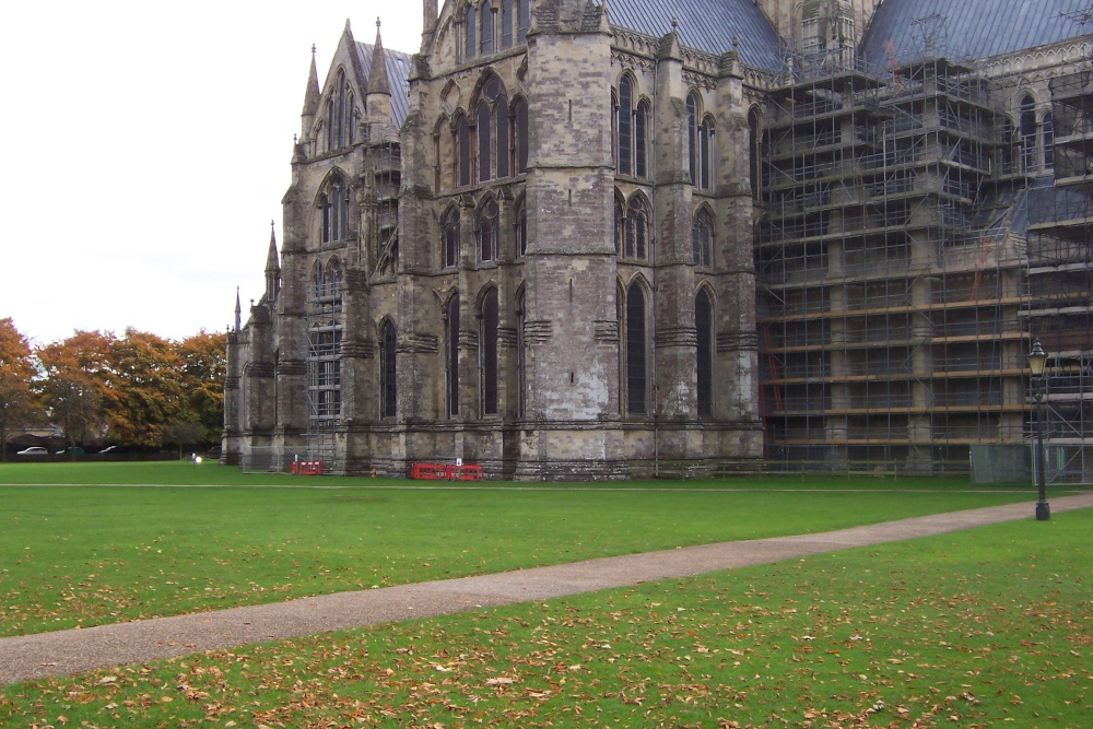 Salisbury Cathedral with Scaffolding