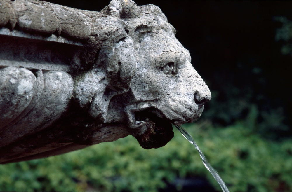 Cliveden, Lion's head detail on the Tortoise Fountain