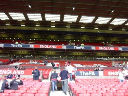 View of the stands in Old Trafford before World Cup Friendly match photo by Lillian Castner
