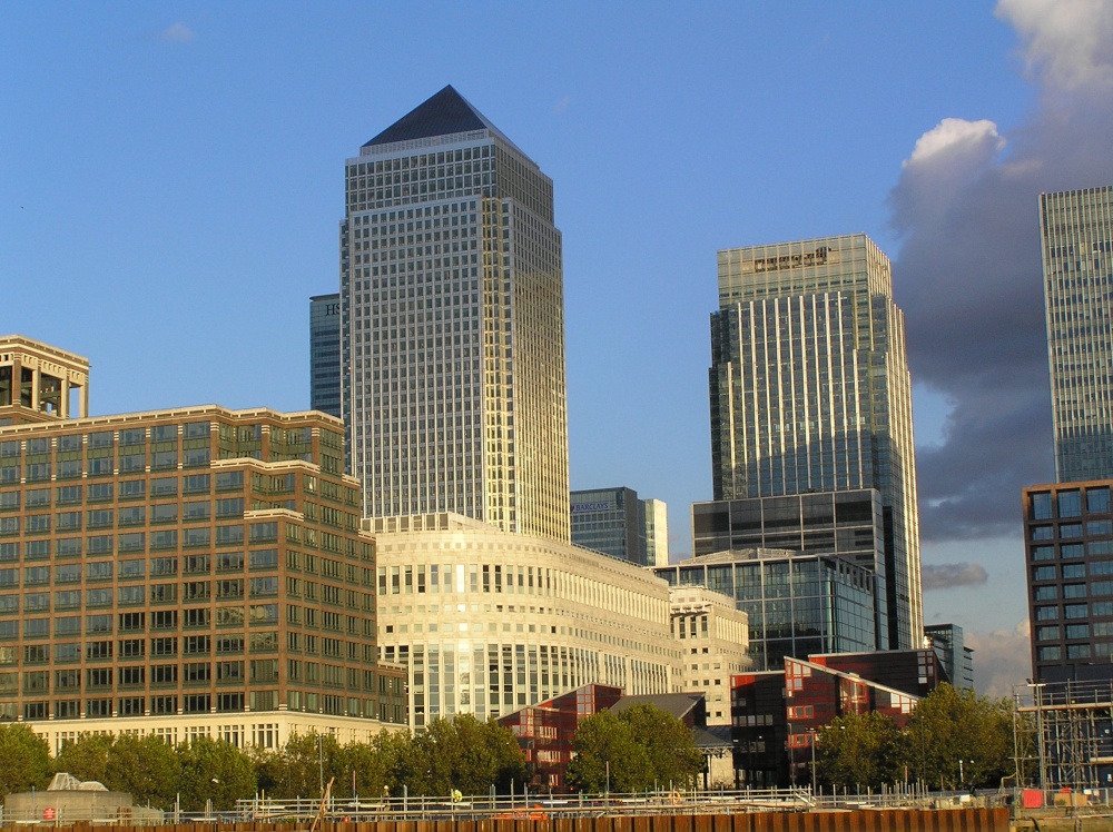 Canary Wharf in the early evening light photo by Hilary Hoad