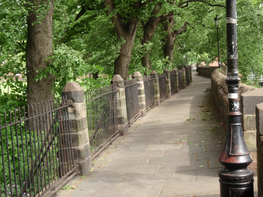 Chester City Walls to the east near Kaleyards and Abby St