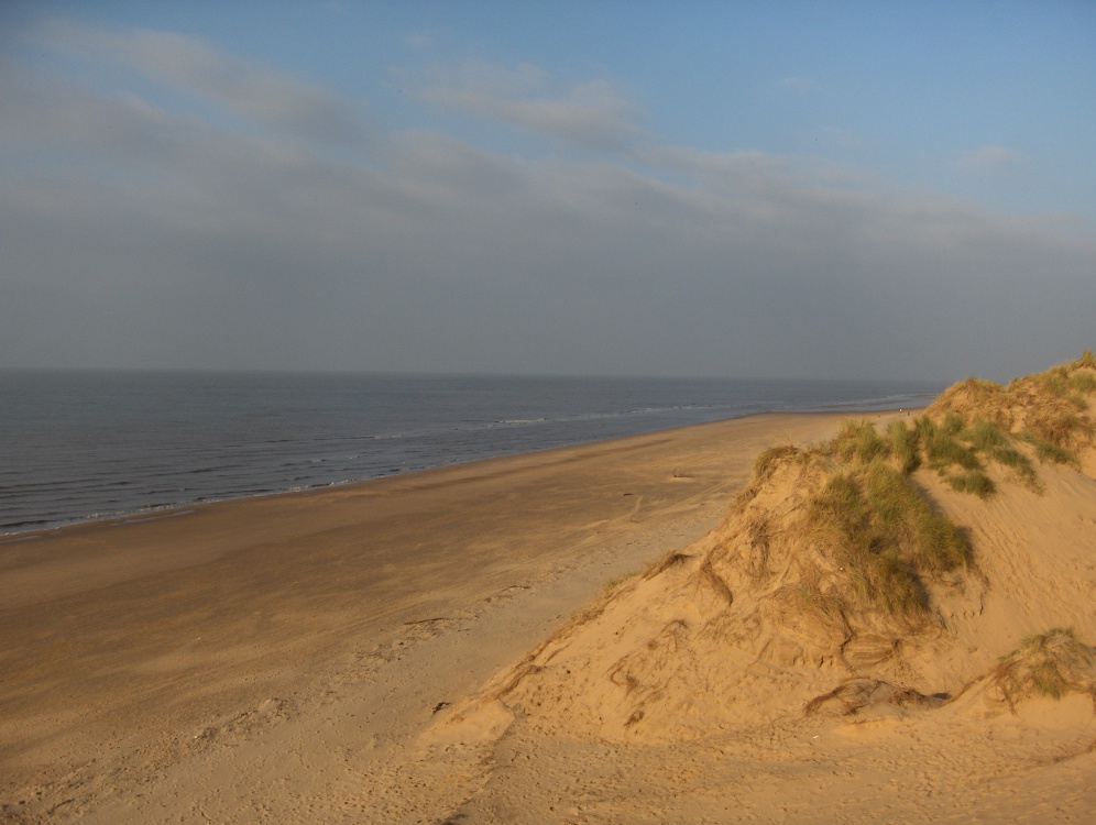 Dunes, beach and sea looking towards Ainsdale.