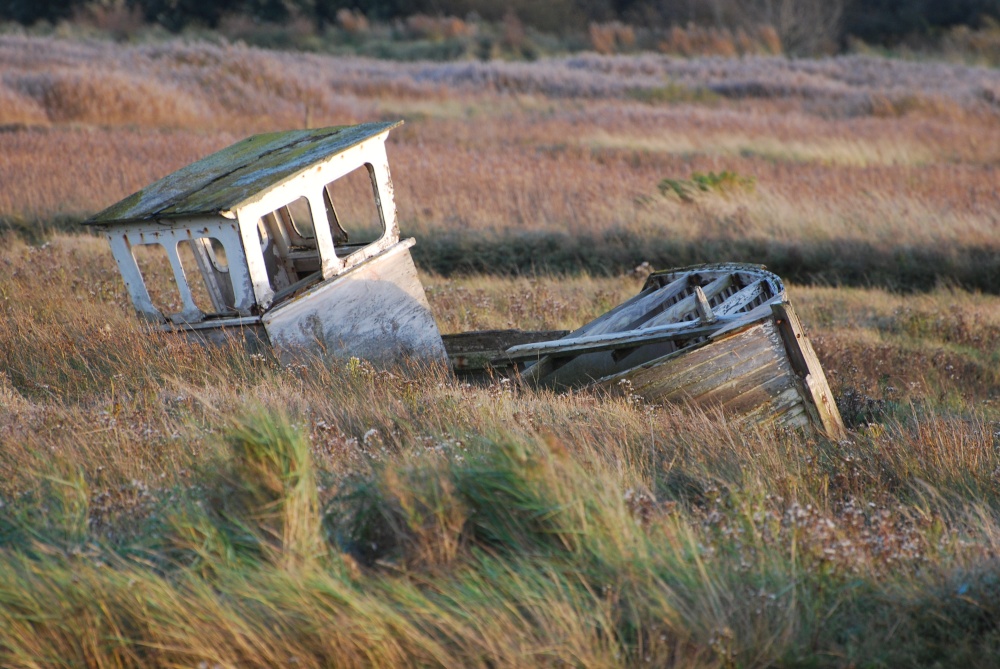 Photograph of Derelict boat at Thornham Harbour