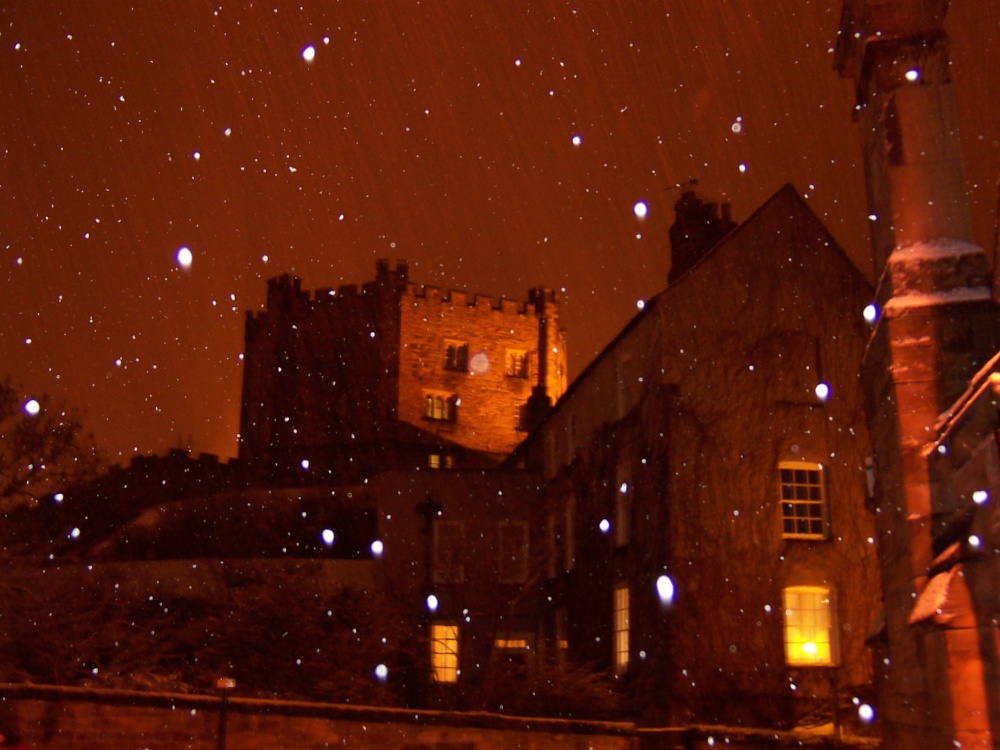 Photograph of Snowy Castle at night