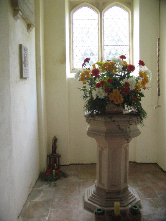 St Stephens Church - Christmas Flowers and Font