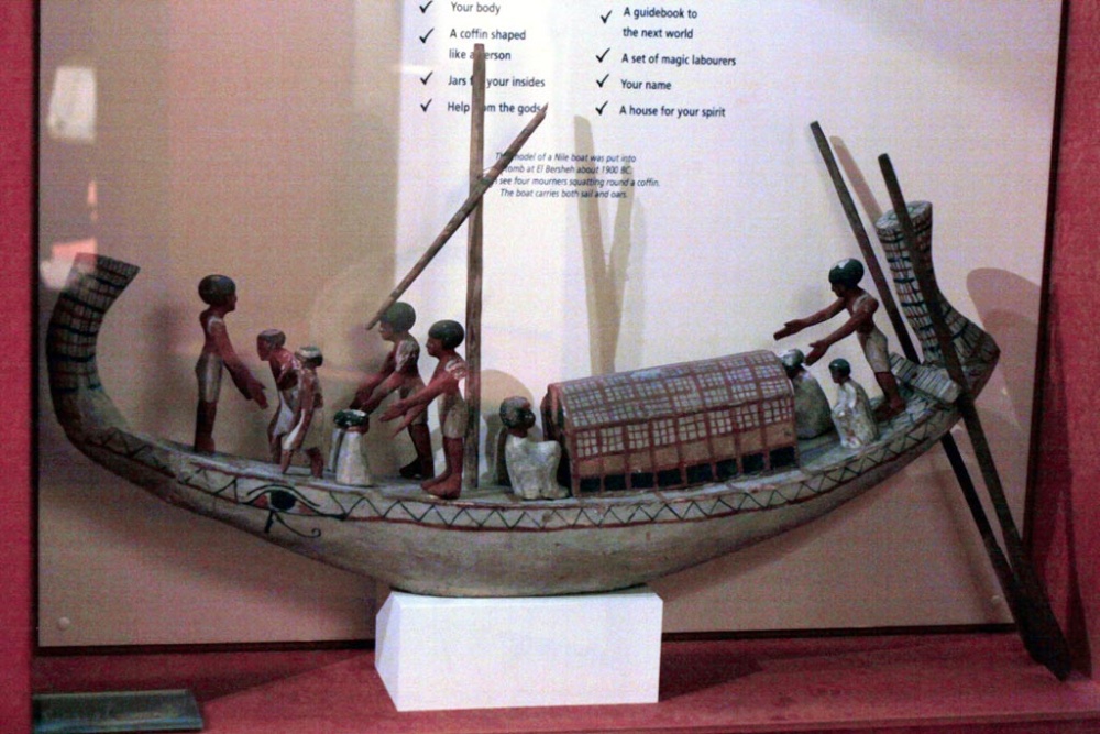 Egyptian funerary boat found in a tomb. photo by Mark Corby