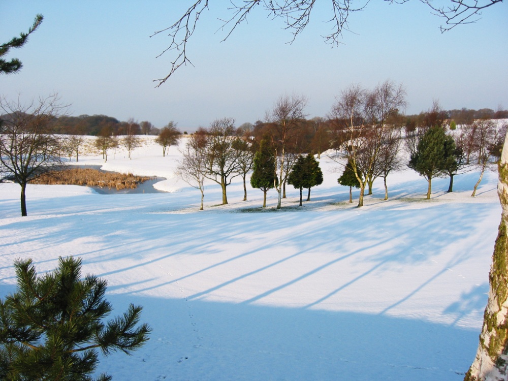 Snow on the 18th at Frodsham Golf Course