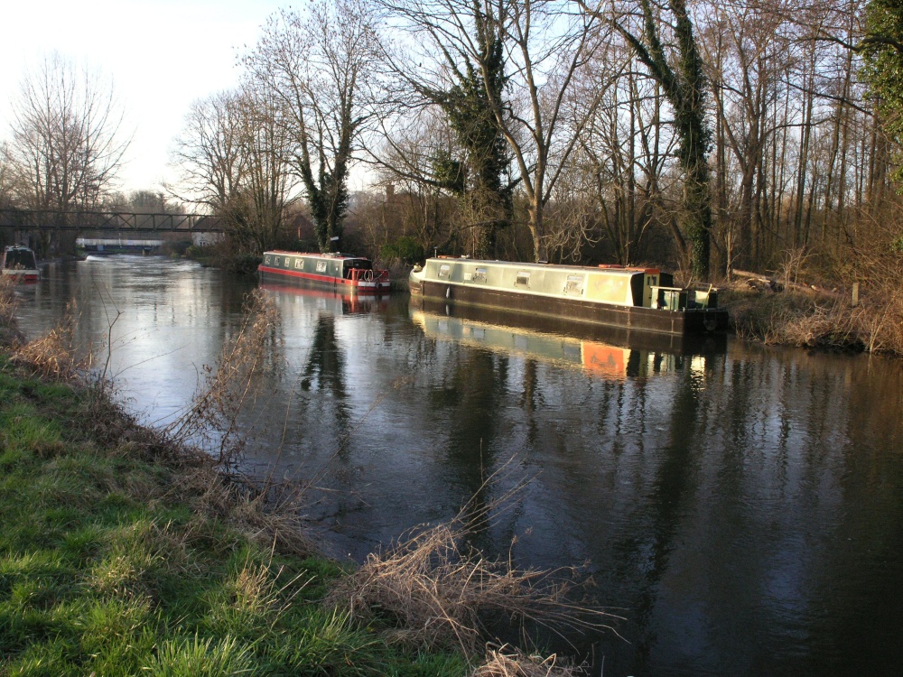 Barges on the Kennet and Avon Canal, early evening in 2007