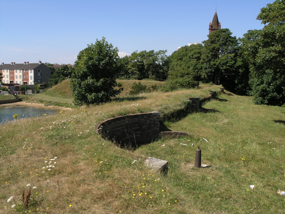 Photograph of 19th century gun emplacements overlooking Gosport Harbour