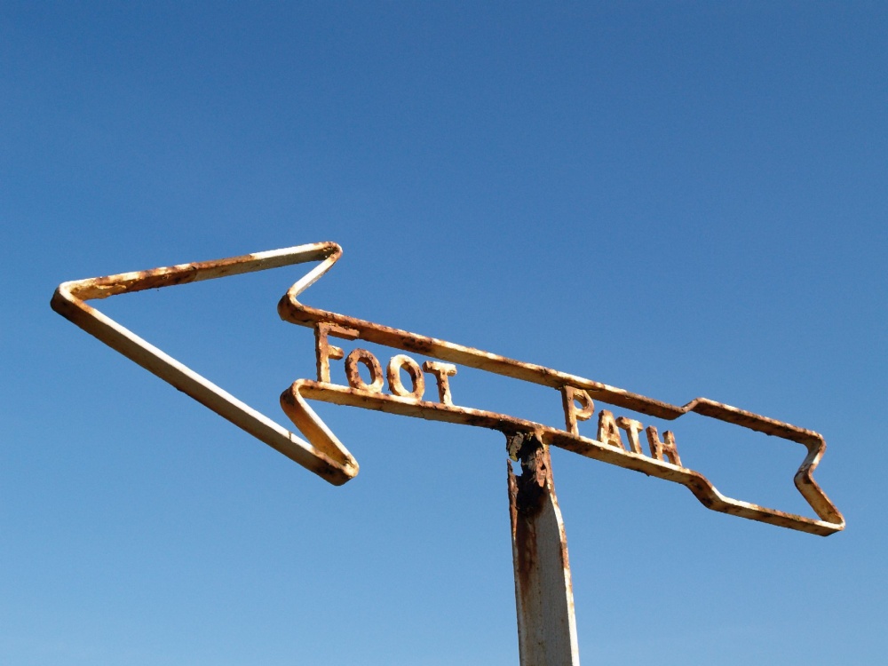 Unusual footpath sign, Pigeons Lock, Kirtlington, Oxon