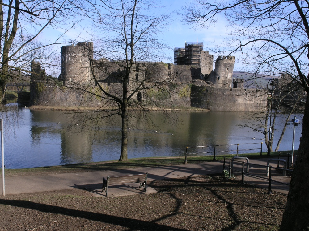 "Caerphilly Castle built late 13th century by Gilbert de Clare" by Jim