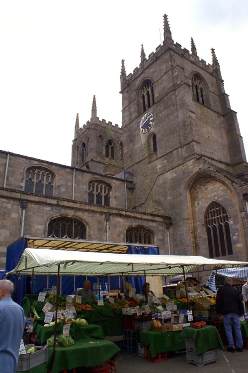 Market stall in front of Church.