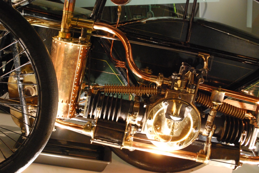 Photograph of Close up of part of an early motor vehicle