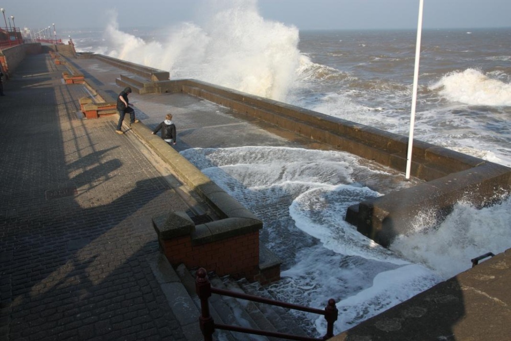 Bridlington high tide in April 2