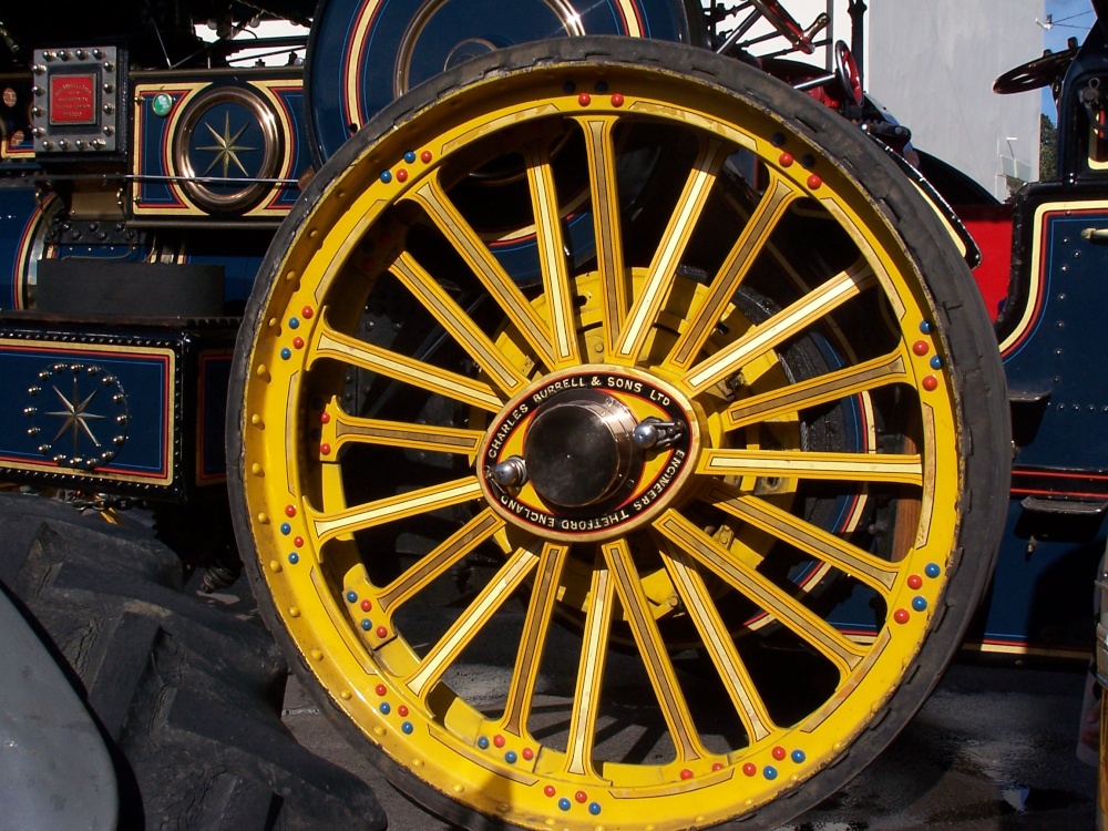 Photograph of Wheel on a steam engine