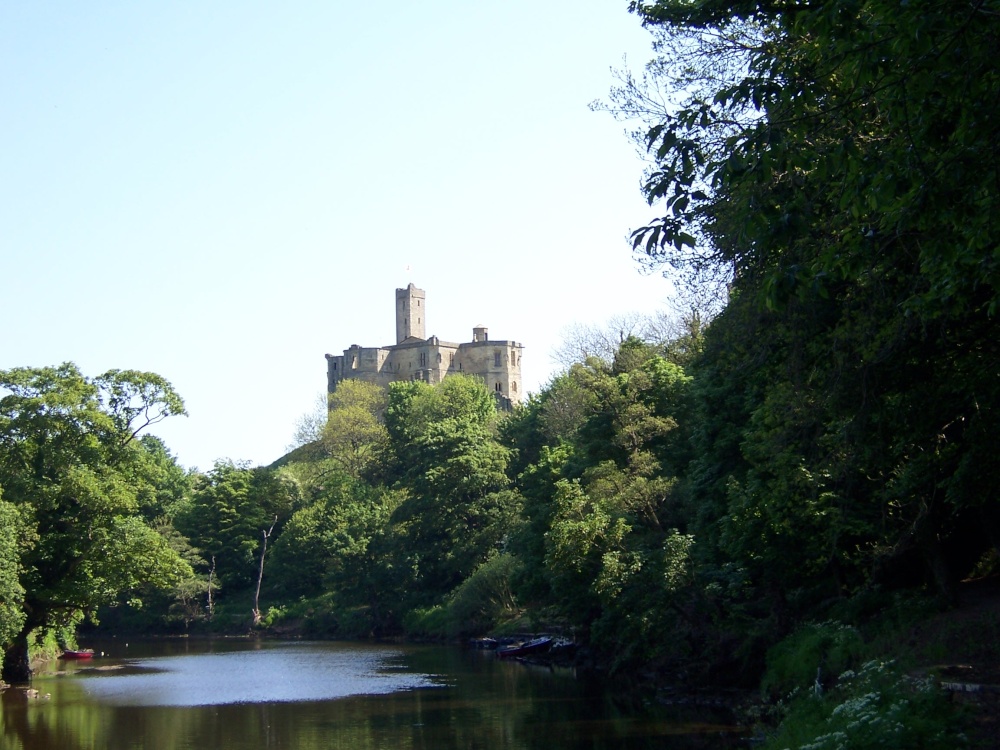 Warkworth Castle from along the River Coquet