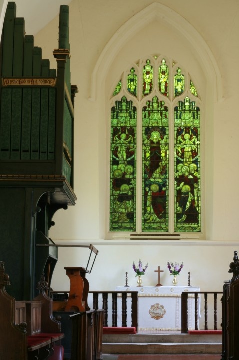 Stained glass window and Organ St. Mary's Church