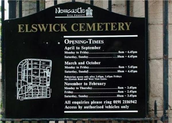 Elswick Cemetery Notice Board