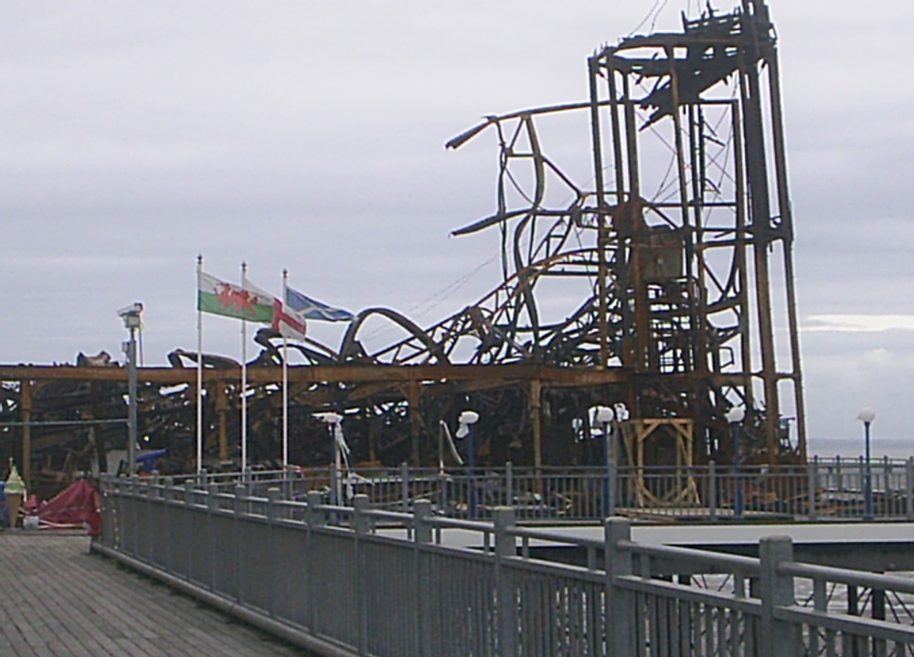 Weston-super-Mare's pier, burnt down