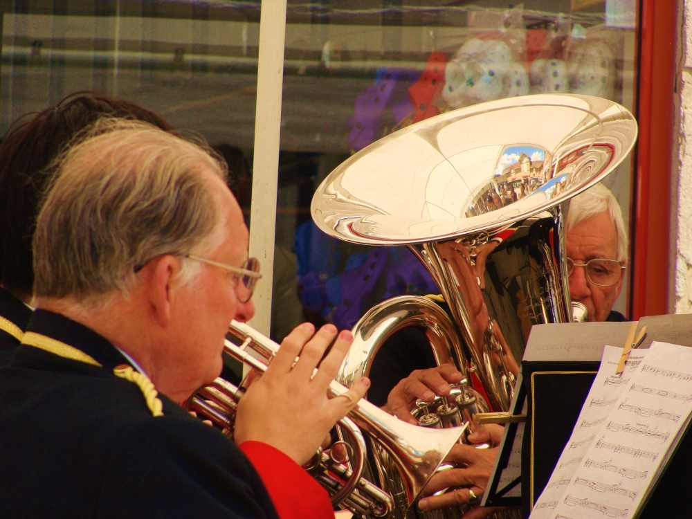 Photograph of Band Playing in the town centre.