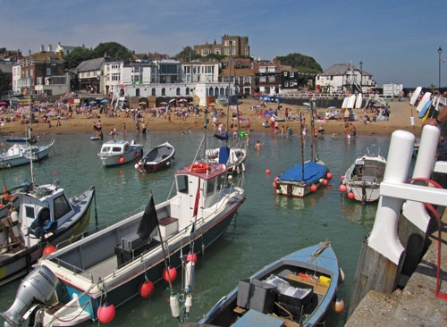 Boats moored in Viking Bay, Broadstairs, Kent