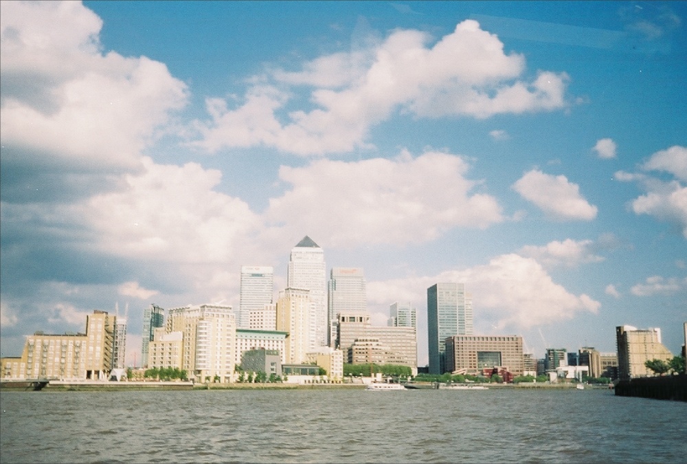 A view of Canary Wharf from a cruise on the Thames