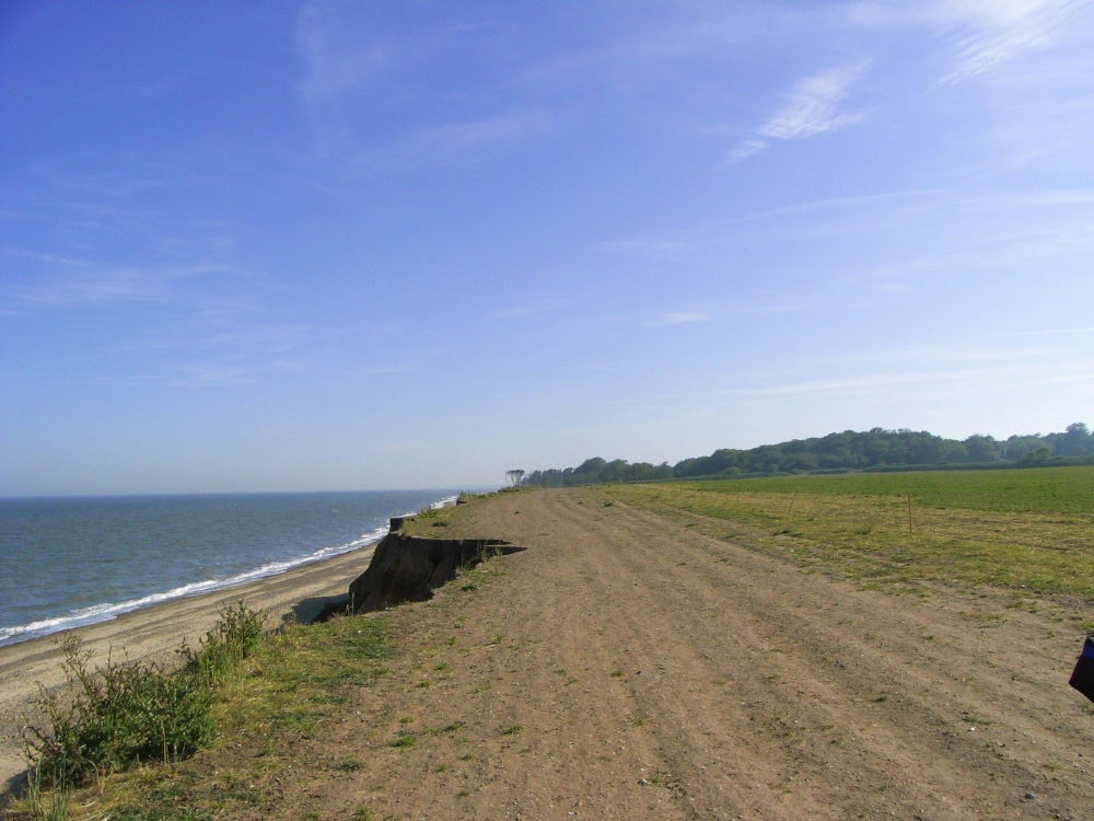 The beach showing the eroding cliffs