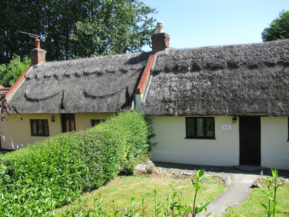 Photograph of Thatched Bungalows in a secluded setting just off the main street