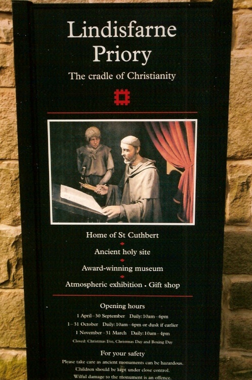 Lindisfarne Priory info board