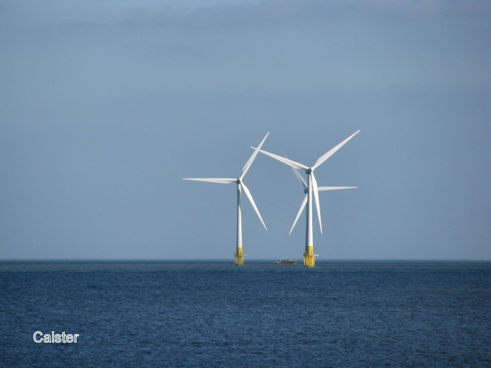 A view of turbines from Caister Beach