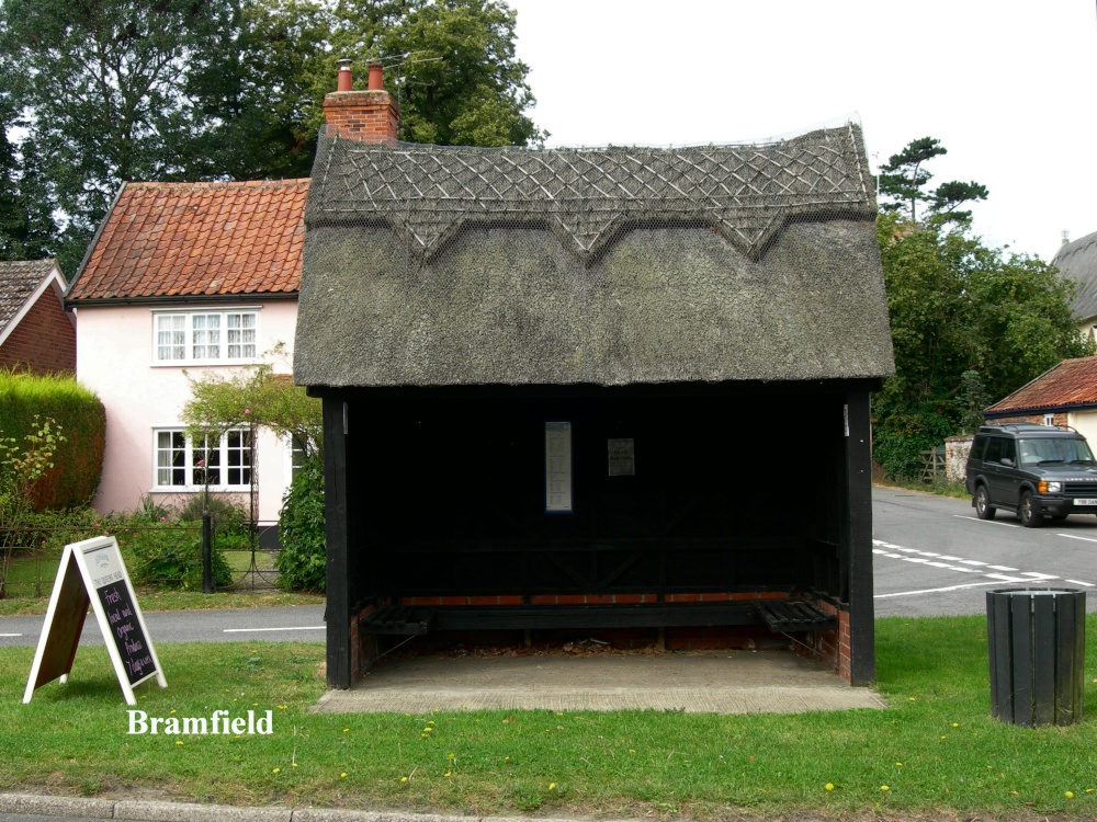 Photograph of Bramfield thatched bus shelter