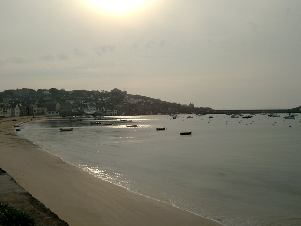 Hugh Town at early evening.